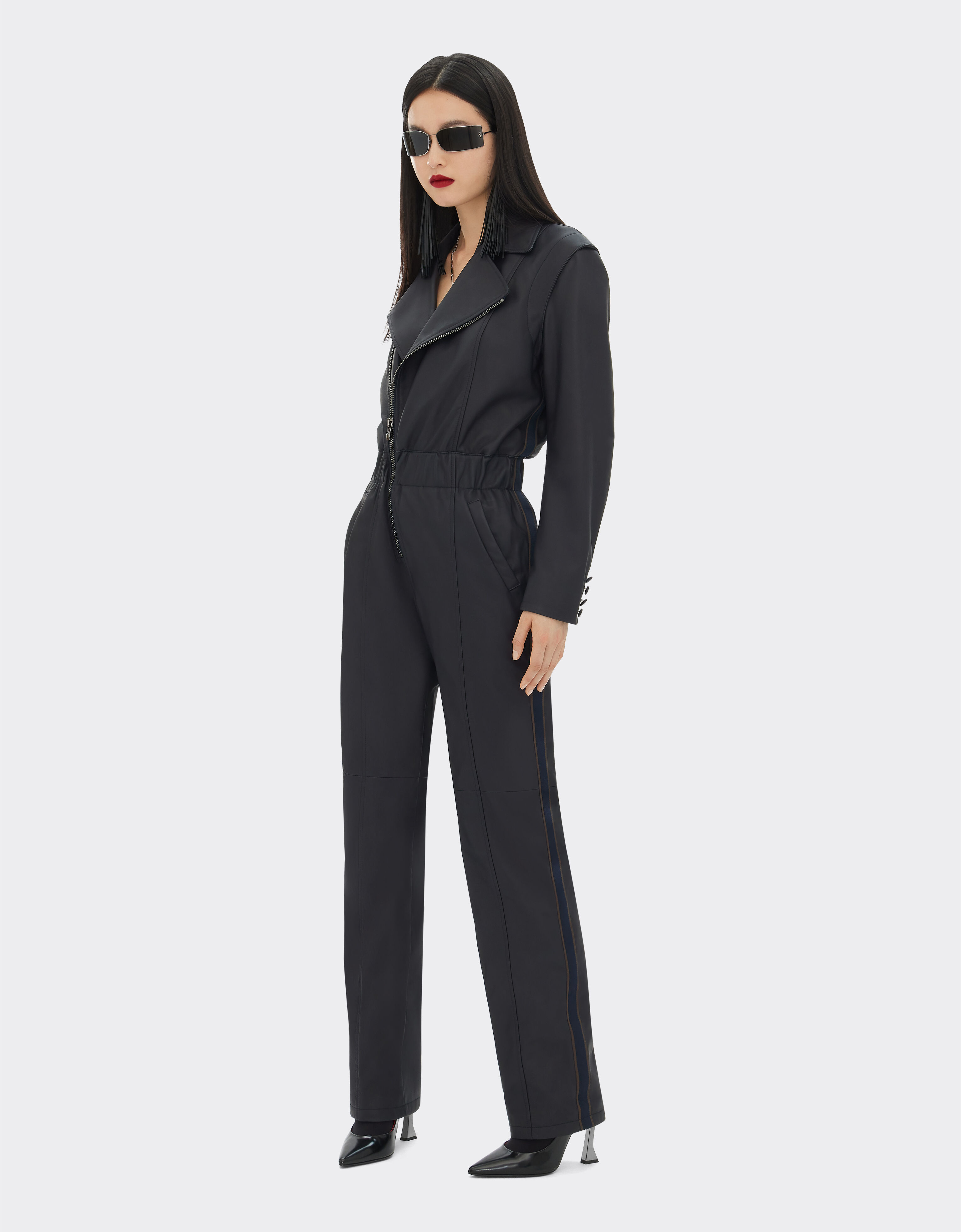 Ferrari Jumpsuit in nappa leather with two-tone taping Navy 48086f