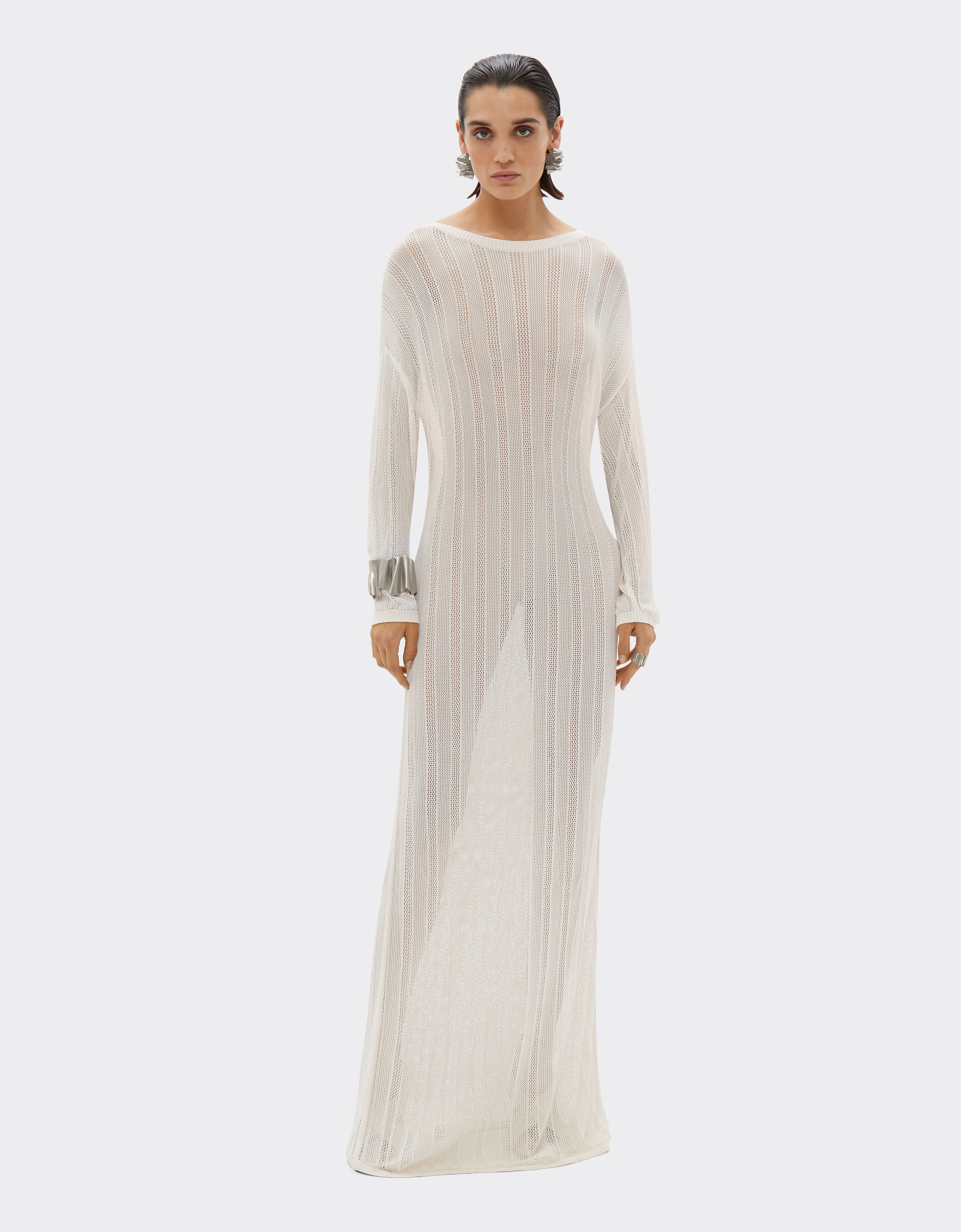 Ferrari Maxi dress in perforated Q-CYCLE® fabric Ecru 21838f