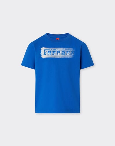 Ferrari Camiseta de algodón con logotipo Ferrari cepillado Azul Klein 22464fK