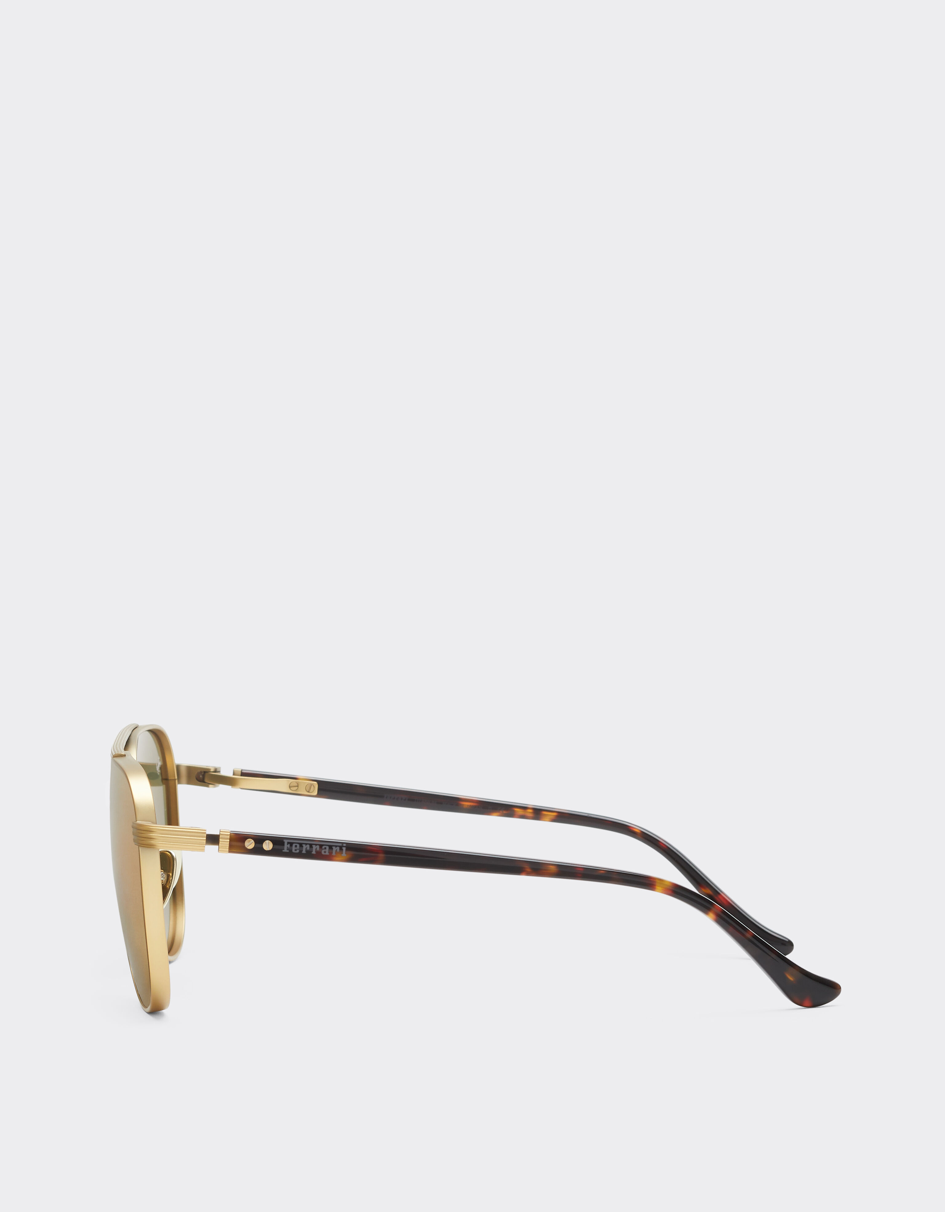 Lunettes de soleil Ferrari en titane couleur or mat et acétate avec verres jaune doré transparents miroirs Ferrari Lunettes de soleil Ferrari en titane couleur or mat et acétate avec verres jaune doré transparents miroirs Oro LA0KSf