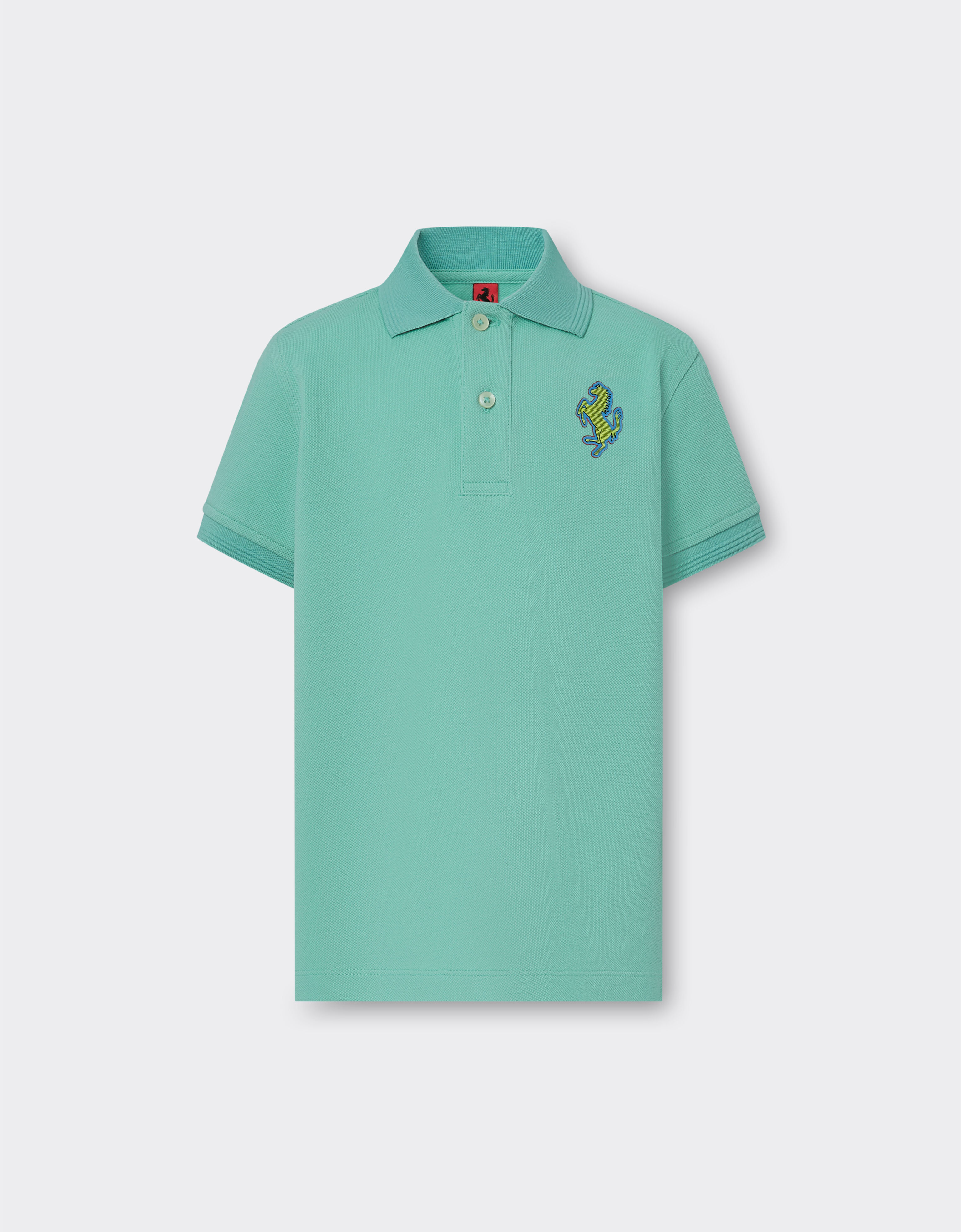 ${brand} Poloshirt aus Baumwoll-Piqué mit „Cavallino Rampante“-Aufnäher ${colorDescription} ${masterID}