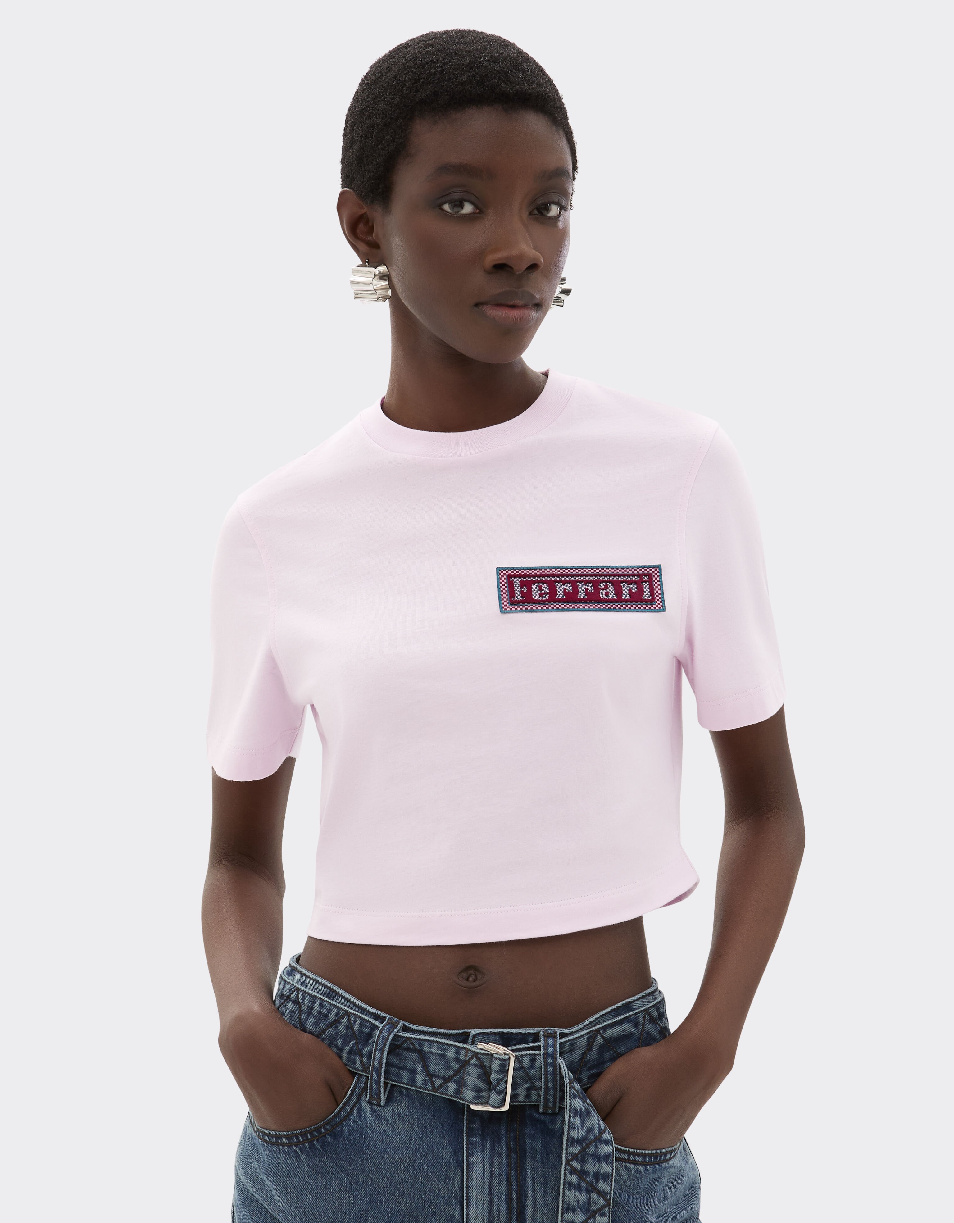 Ferrari Cropped T-shirt with Ferrari patch Wisteria 22837f
