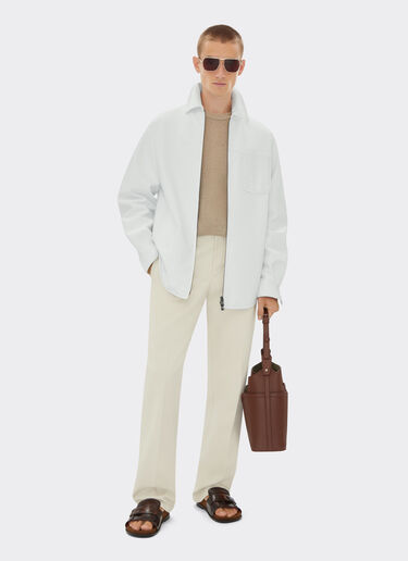 Ferrari Overshirt jacket in liquid leather Optical White 21881f