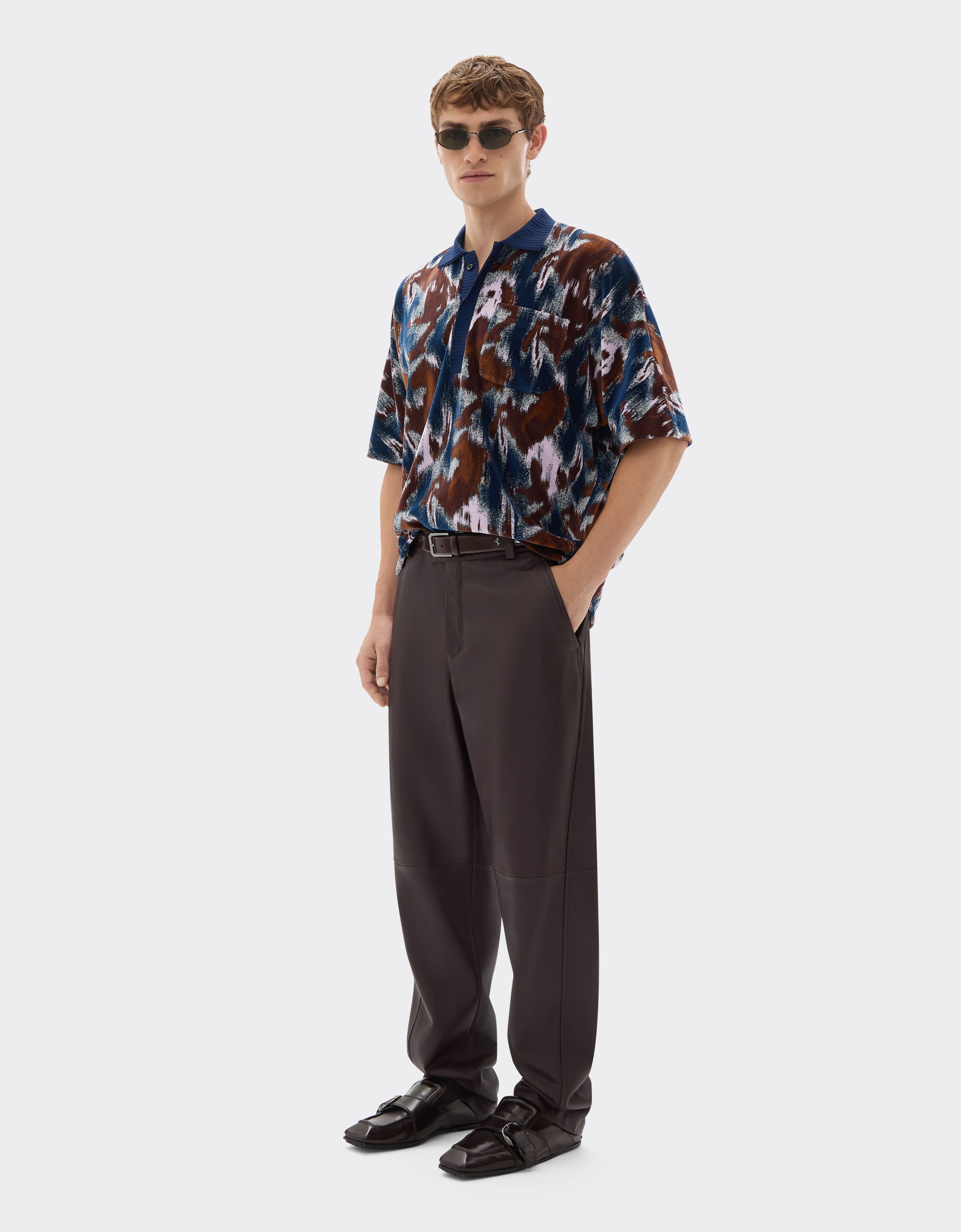 Ferrari Chenille polo shirt with Cavallino Ikat pattern Peacock 49272f