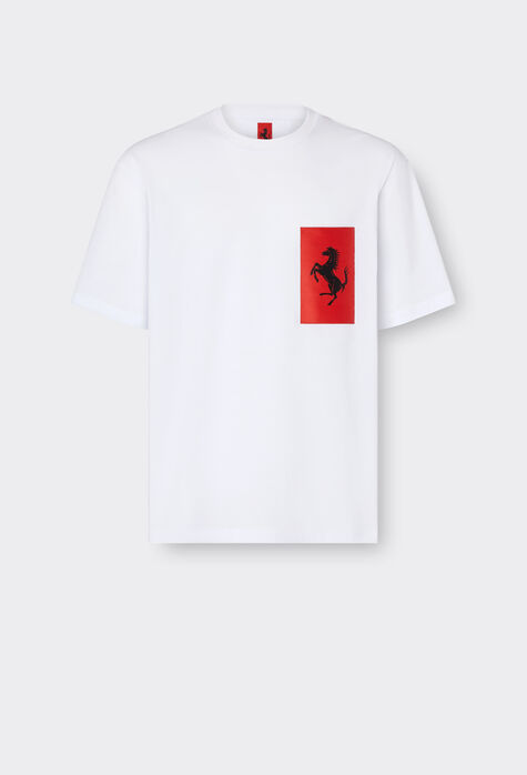 Ferrari T-shirt in cotone con tasca Cavallino Rampante Nero 48115f