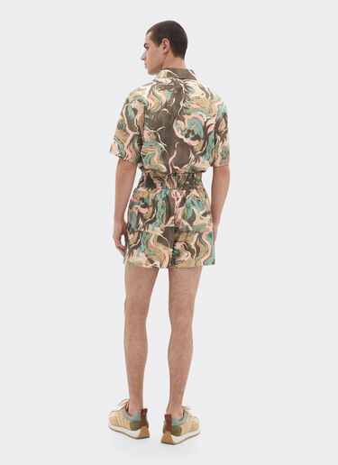 Silk shorts with Marble Horse print Ferrari Silk shorts with Marble Horse print Khaki Green 50073f
