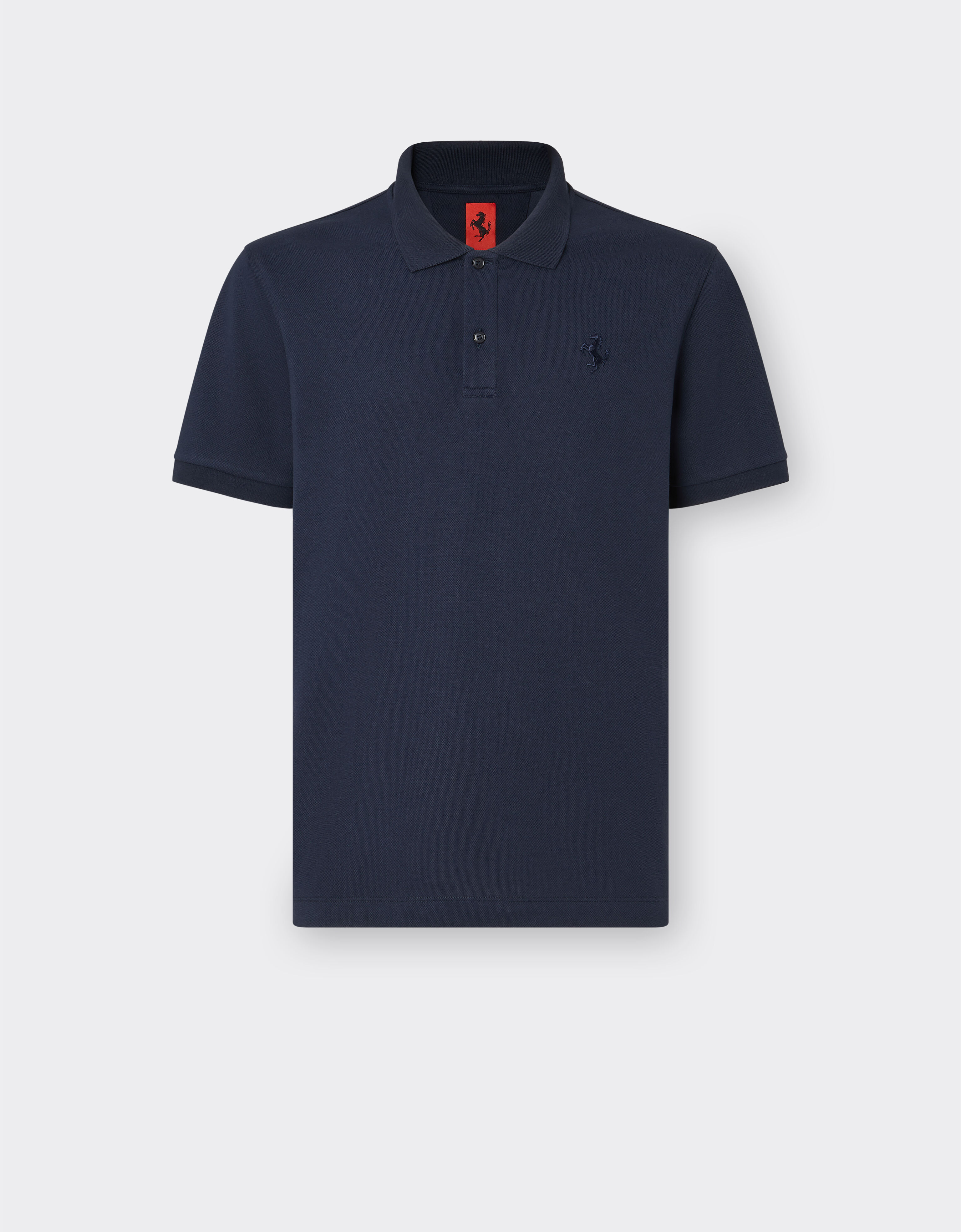 Ferrari Organic cotton piqué polo shirt with Prancing Horse Navy Blue CJMPO0014JCO0053f