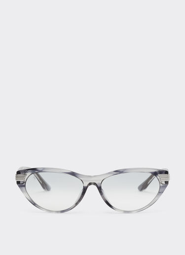 Ferrari Gafas de sol de acetato azul a rayas con lentes espejadas en degradado gris Azul escocés LA0EZf