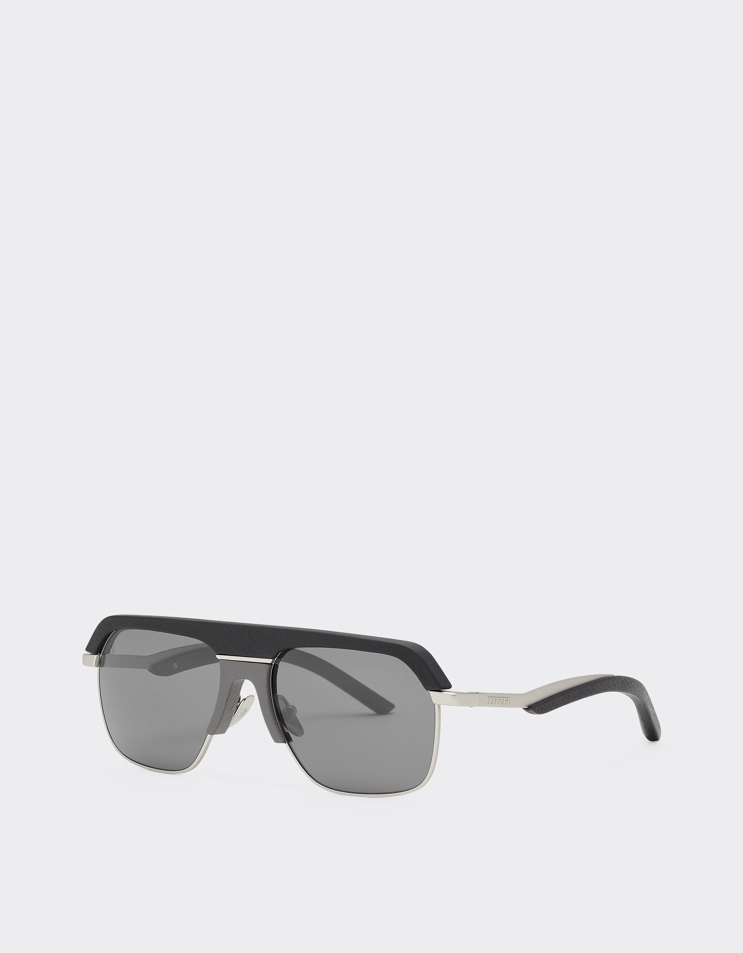 Ferrari Ferrari sunglasses in matte silver metal with gray polarized lenses Black LA0EQf