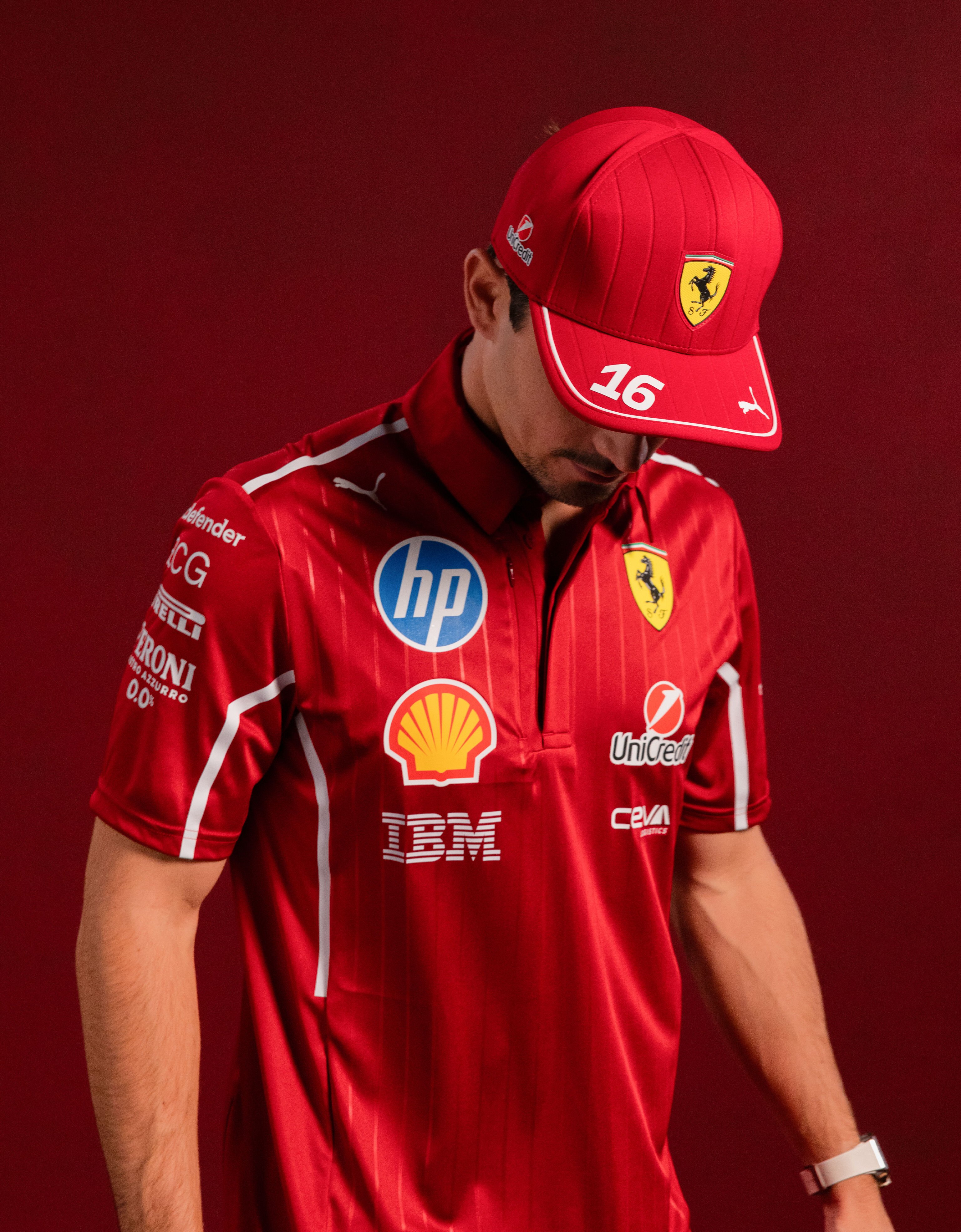 Ferrari 2025 Leclerc Casquette Puma pour Scuderia Ferrari HP Cerise LA00Wf