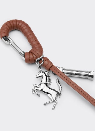 Metal and leather keyring with charm Ferrari Metal and leather keyring with charm Tobacco 50010f