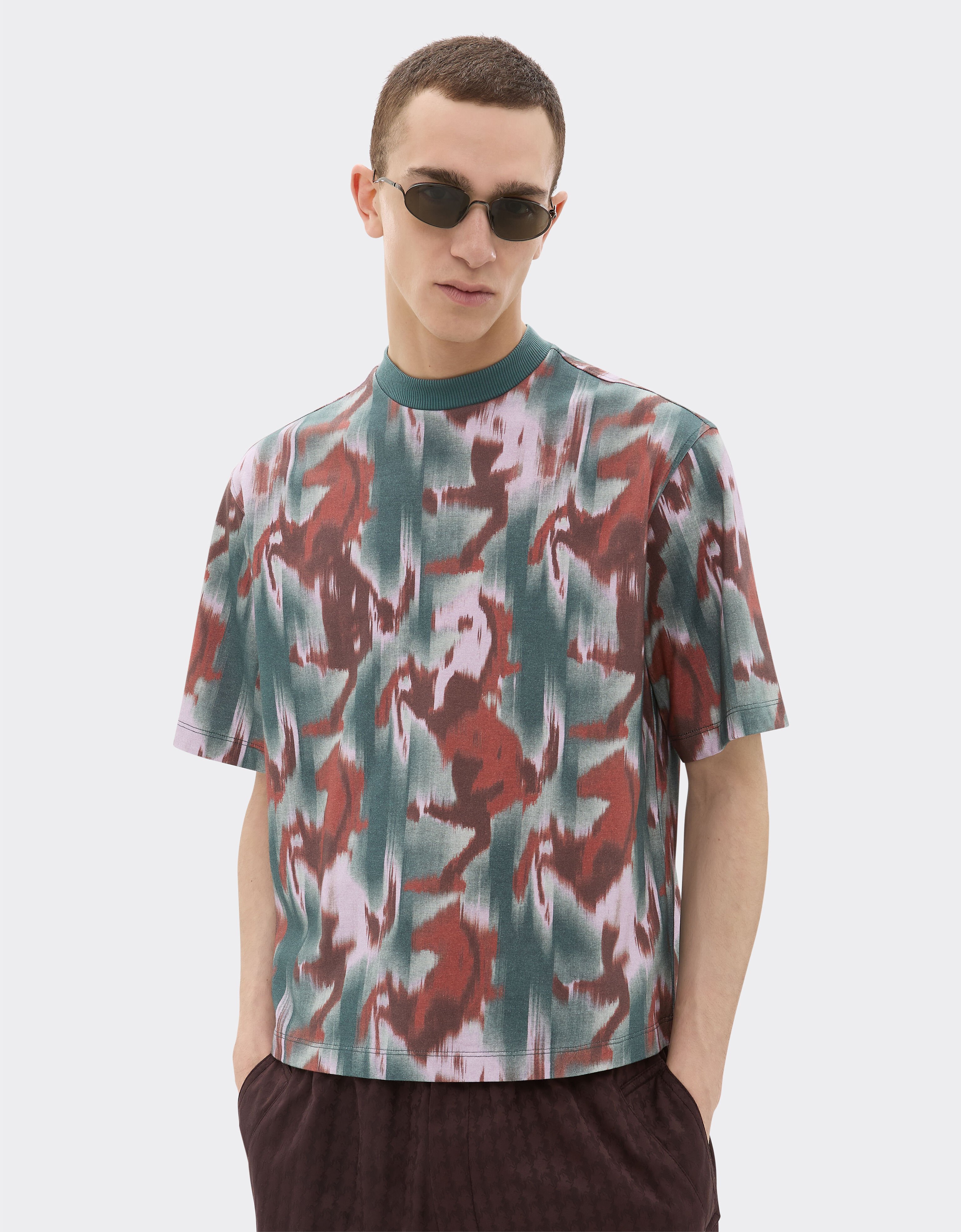 Ferrari T-shirt avec imprimé Cavallino Ikat Bleu paon 22511f