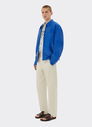 Ferrari Bomber jacket in liquid leather Klein Blue 21882f