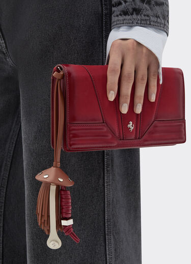 Ferrari Nappa leather charm with scooby and fringes Tobacco 50019f