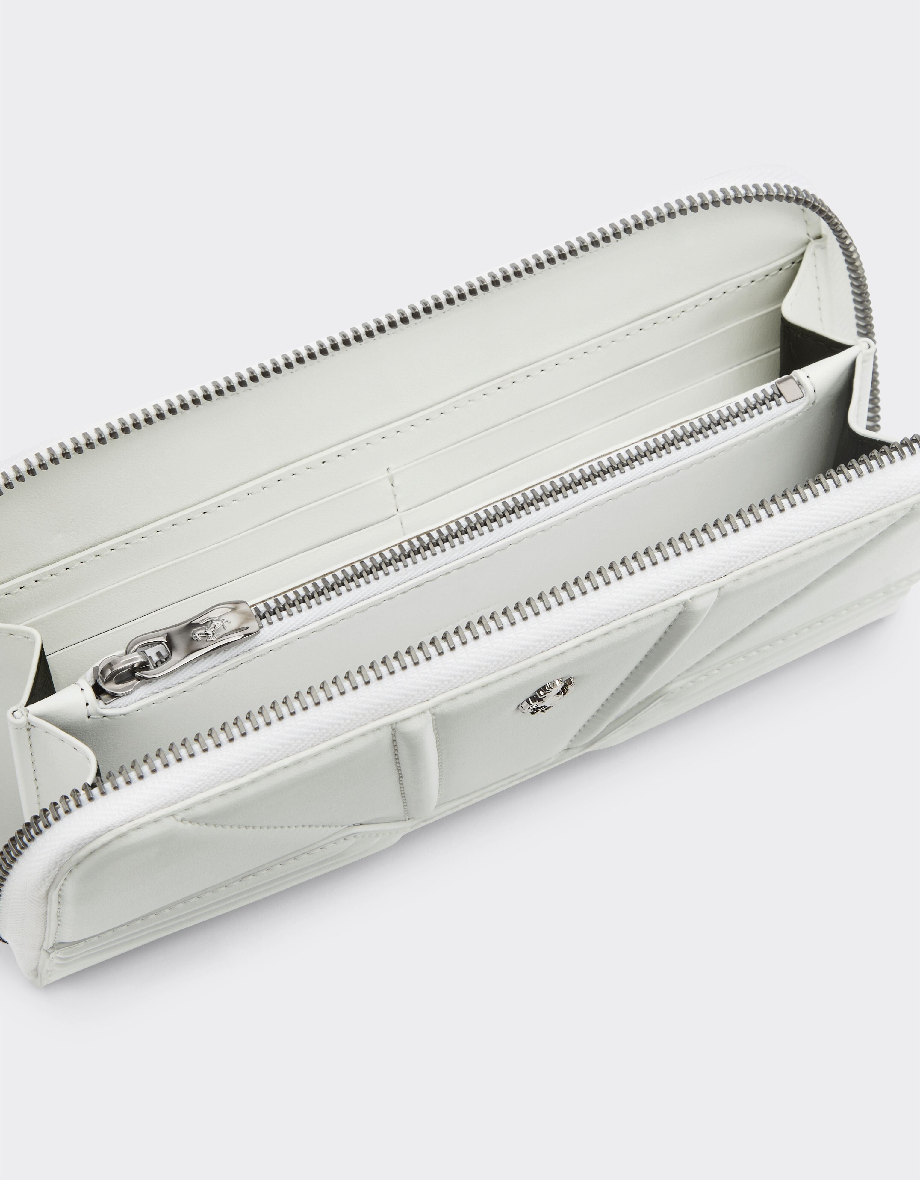 Leather wallet with zip in Optical White Ferrari