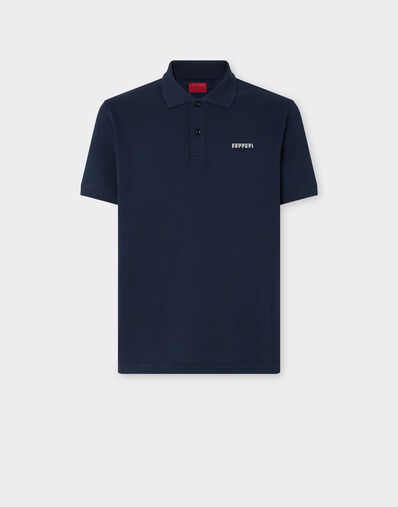 Ferrari Cotton polo shirt with Ferrari logo Navy 51058f