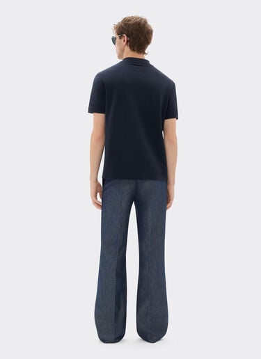 Ferrari Cotton polo shirt with Ferrari logo Navy 21277f