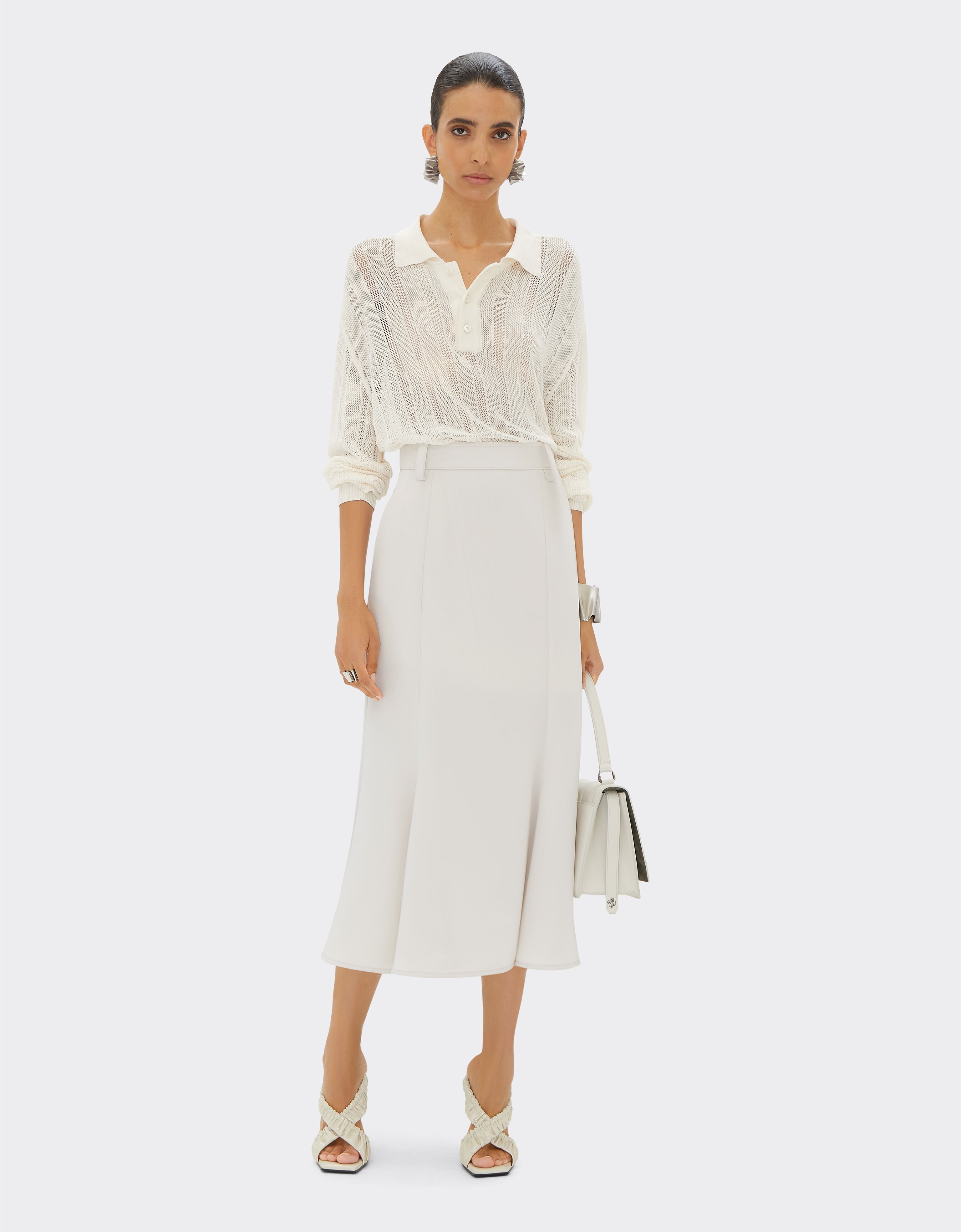 Ferrari Midi skirt in recycled satin Ecru 21868f