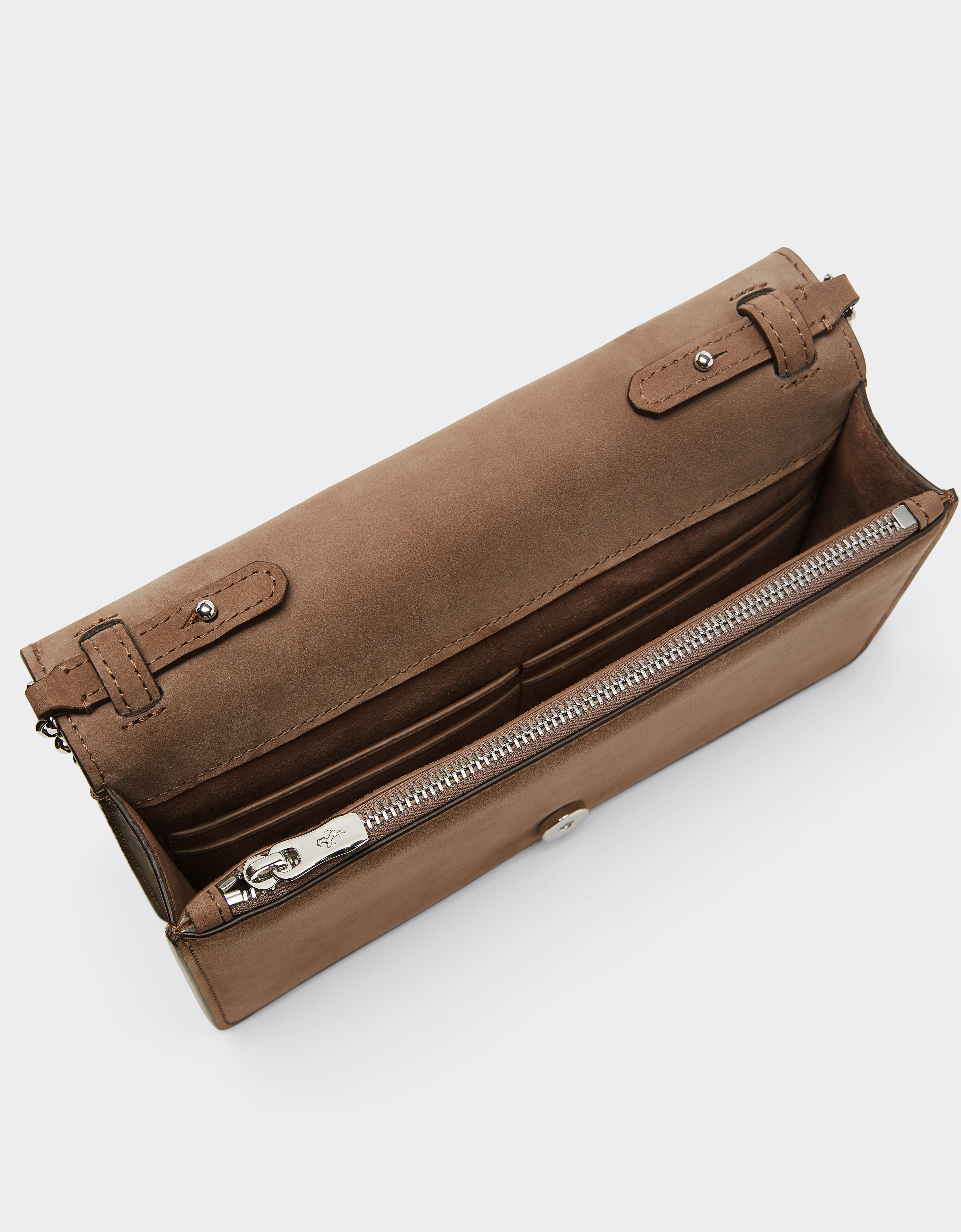 Ferrari  Ferrari GT wallet in shaded nubuck with chain shoulder strap Clay 50395f