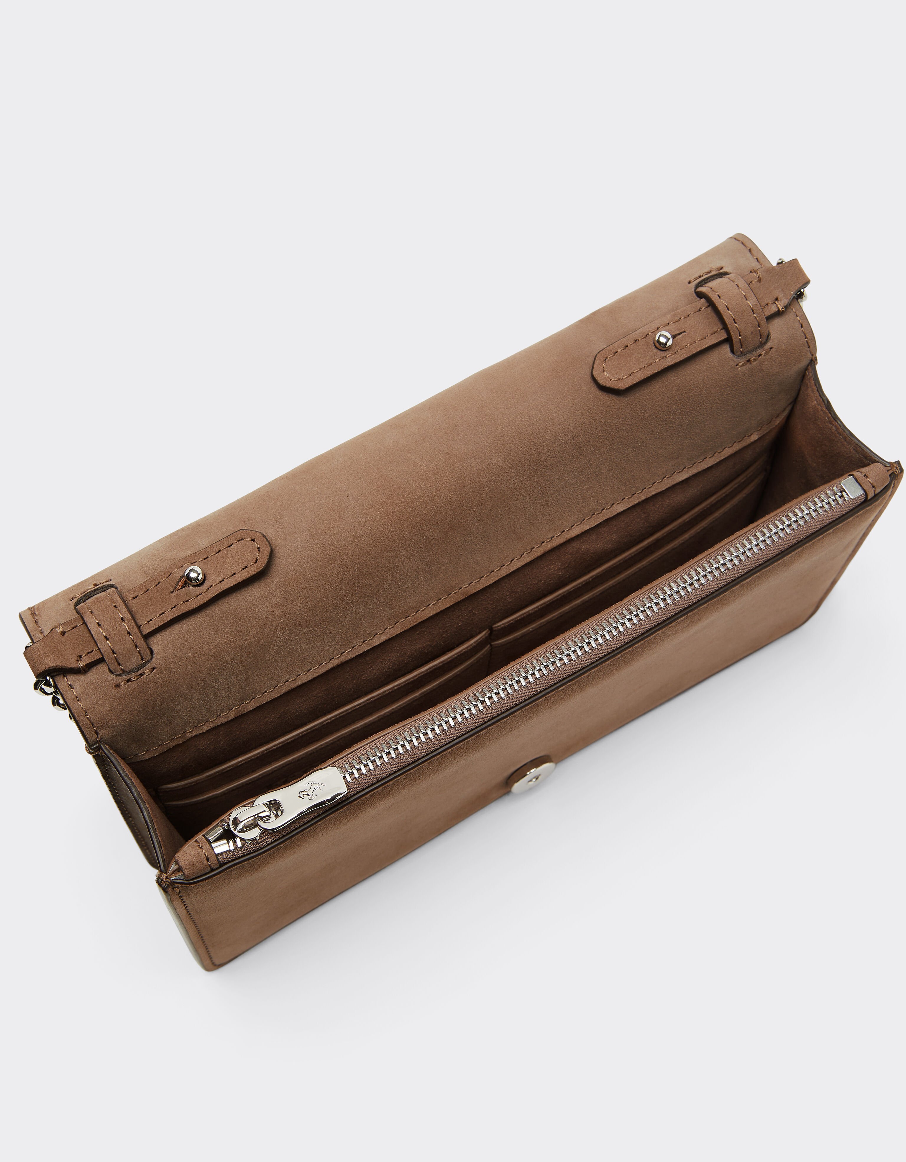 Ferrari Ferrari GT wallet in shaded nubuck with chain shoulder strap Clay 50395f