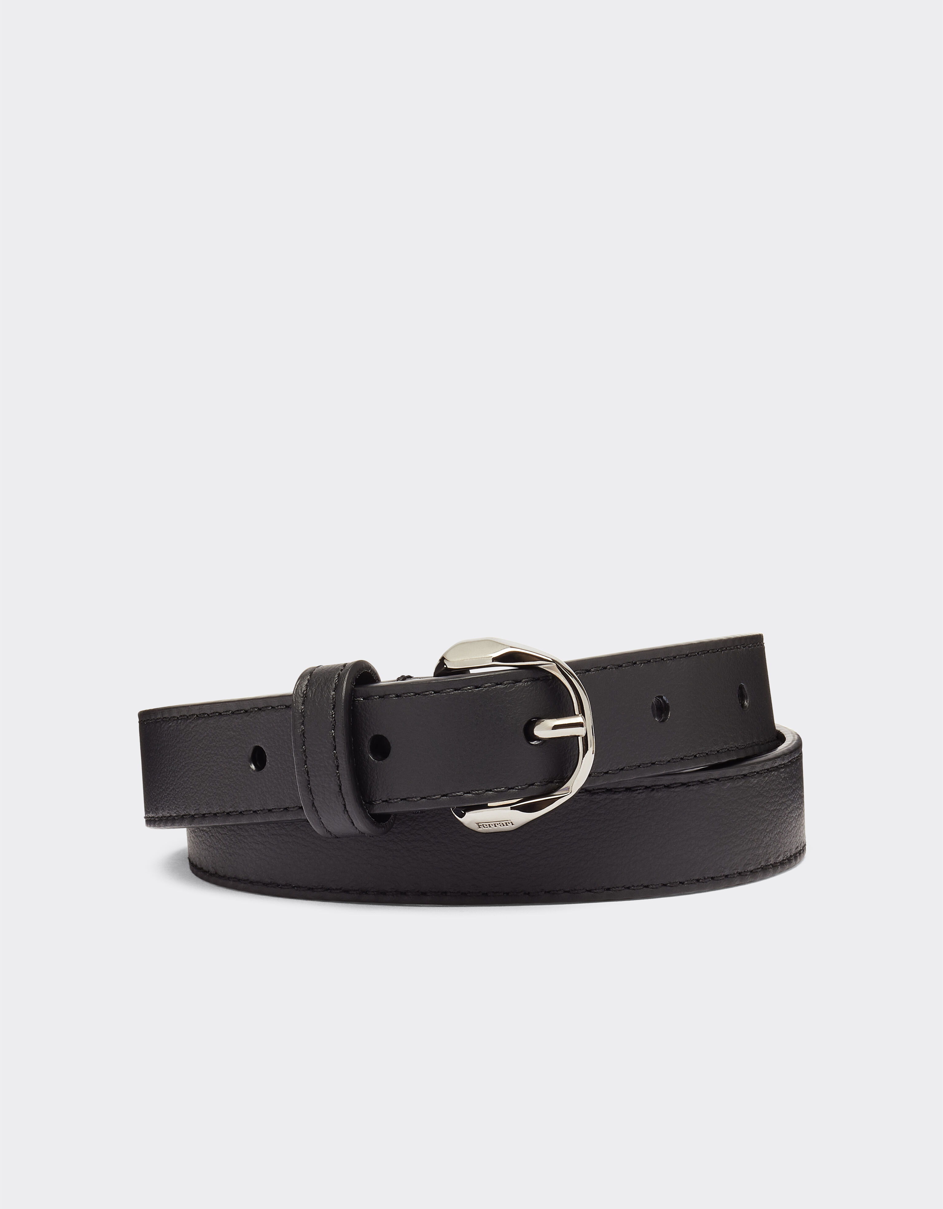 Ferrari Thin leather belt with Prancing Horse detail Total Black 20308f
