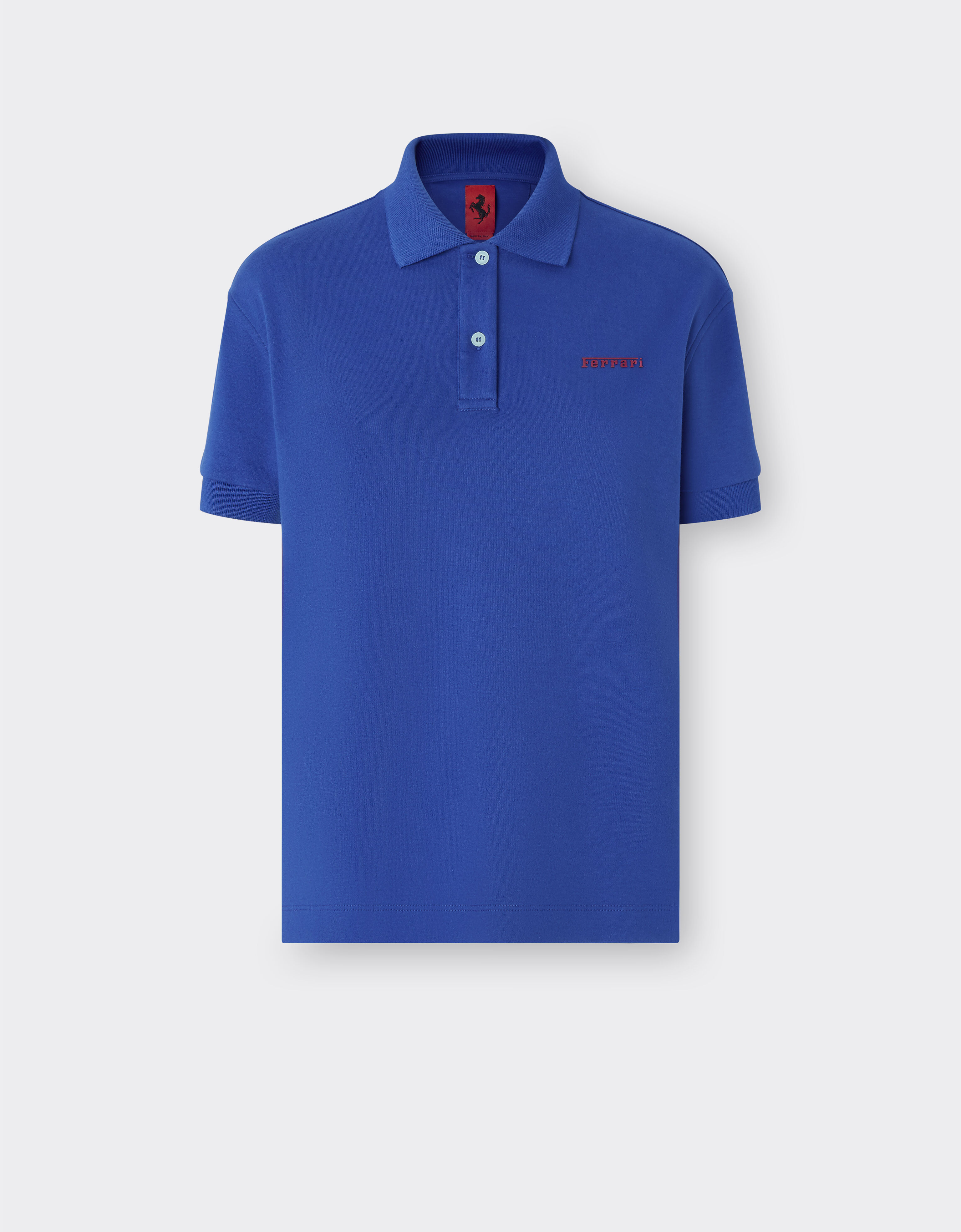 Ferrari Cotton polo shirt with Ferrari silicone logo Antique Blue 48310f