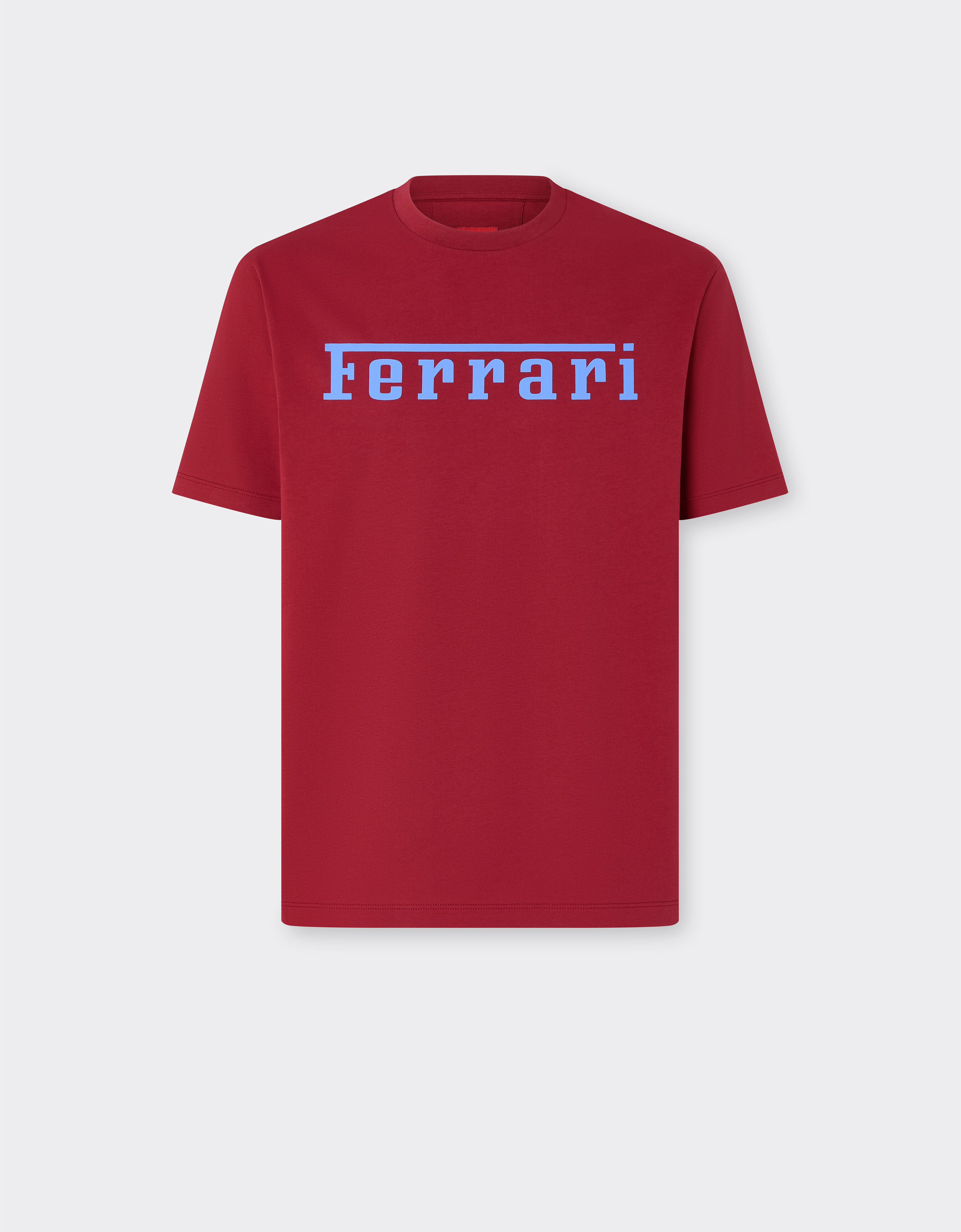 Cotton T-shirt with Ferrari logo in Rosso Maison | Ferrari®
