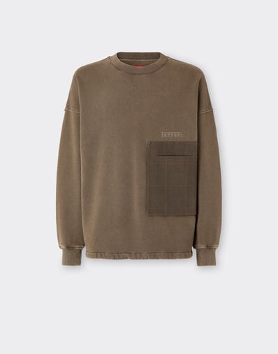 Ferrari Sweat-shirt en coton avec poche poitrine Verde Cachi 50133f