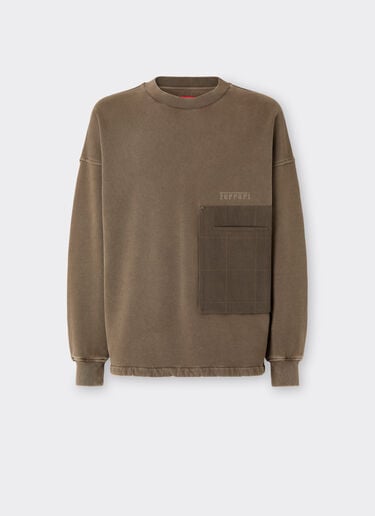 Ferrari Sweat-shirt en coton avec poche poitrine Verde Cachi 50133f