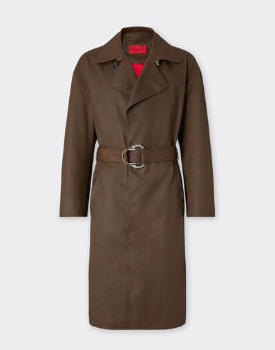 Ferrari Vintage-effect technical gabardine trench coat Khaki Green 49923f