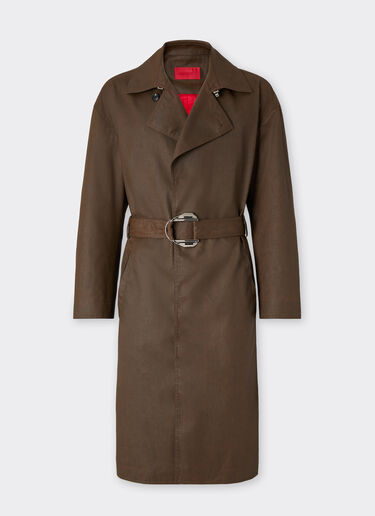 Ferrari Vintage-effect technical gabardine trench coat Khaki Green 49923f