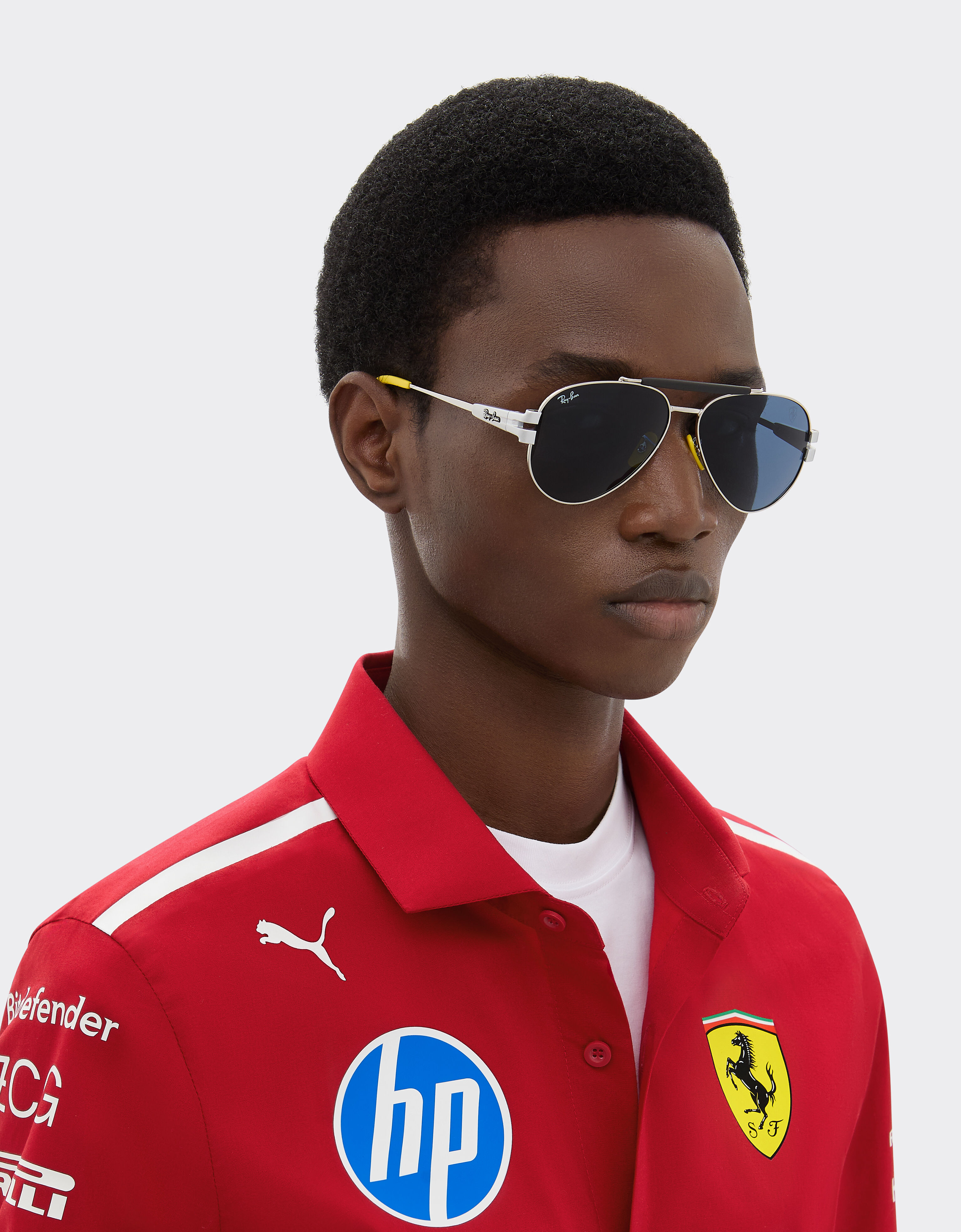 Ferrari Ray-Ban for Scuderia Ferrari RB3762M in silver-tone metal with blue lenses Silver LA01Bf