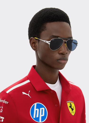 Ray-Ban for Scuderia Ferrari RB3762M in silver-tone metal with blue lenses Ferrari Ray-Ban for Scuderia Ferrari RB3762M in silver-tone metal with blue lenses Silver LA01Bf