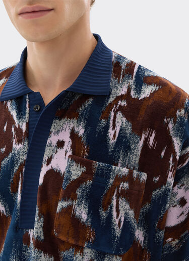 Ferrari Chenille polo shirt with Cavallino Ikat pattern Peacock 49272f