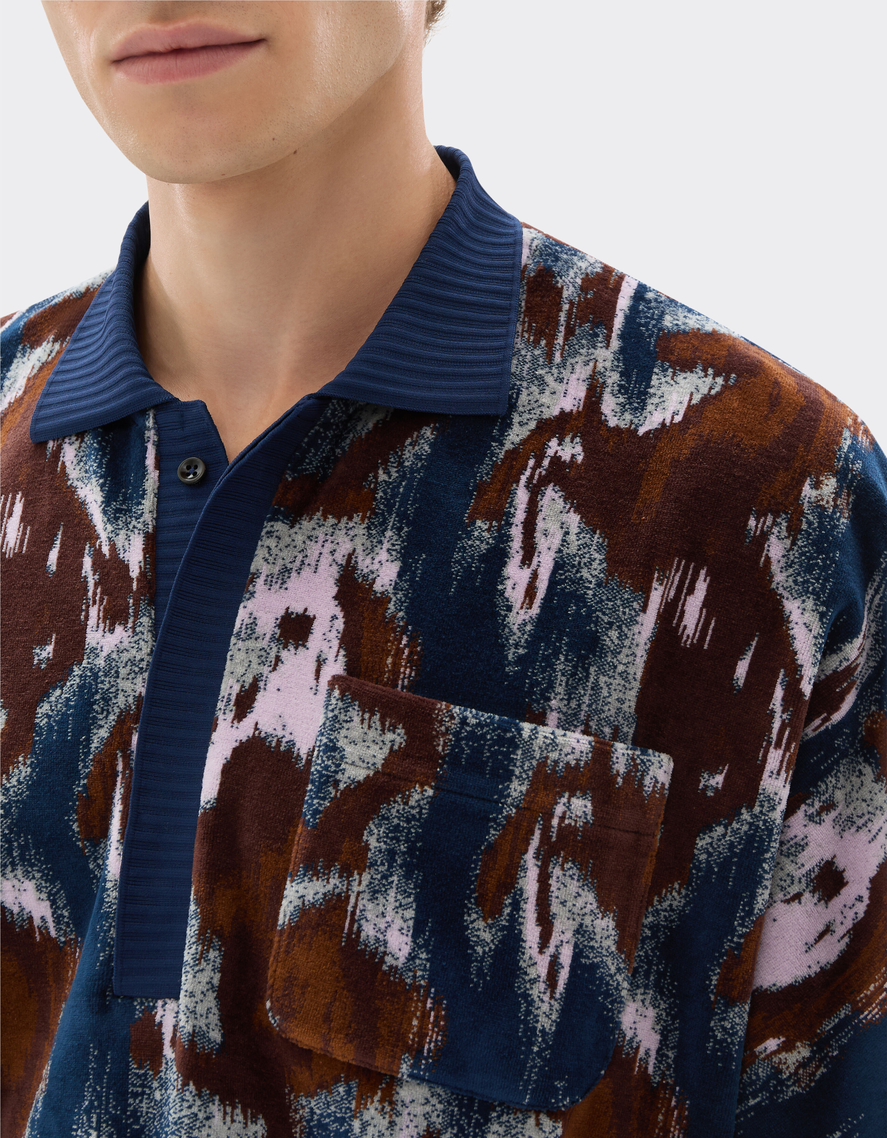 Ferrari Chenille polo shirt with Cavallino Ikat pattern Peacock 49272f
