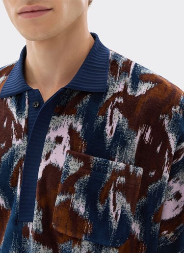 Chenille polo shirt with Cavallino Ikat pattern Ferrari Chenille polo shirt with Cavallino Ikat pattern Peacock 49272f