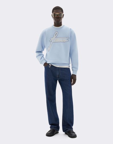 Ferrari Sudadera de cuello redondo con bordado Ferrari Powder Blue CJMSW0036JCO0046f