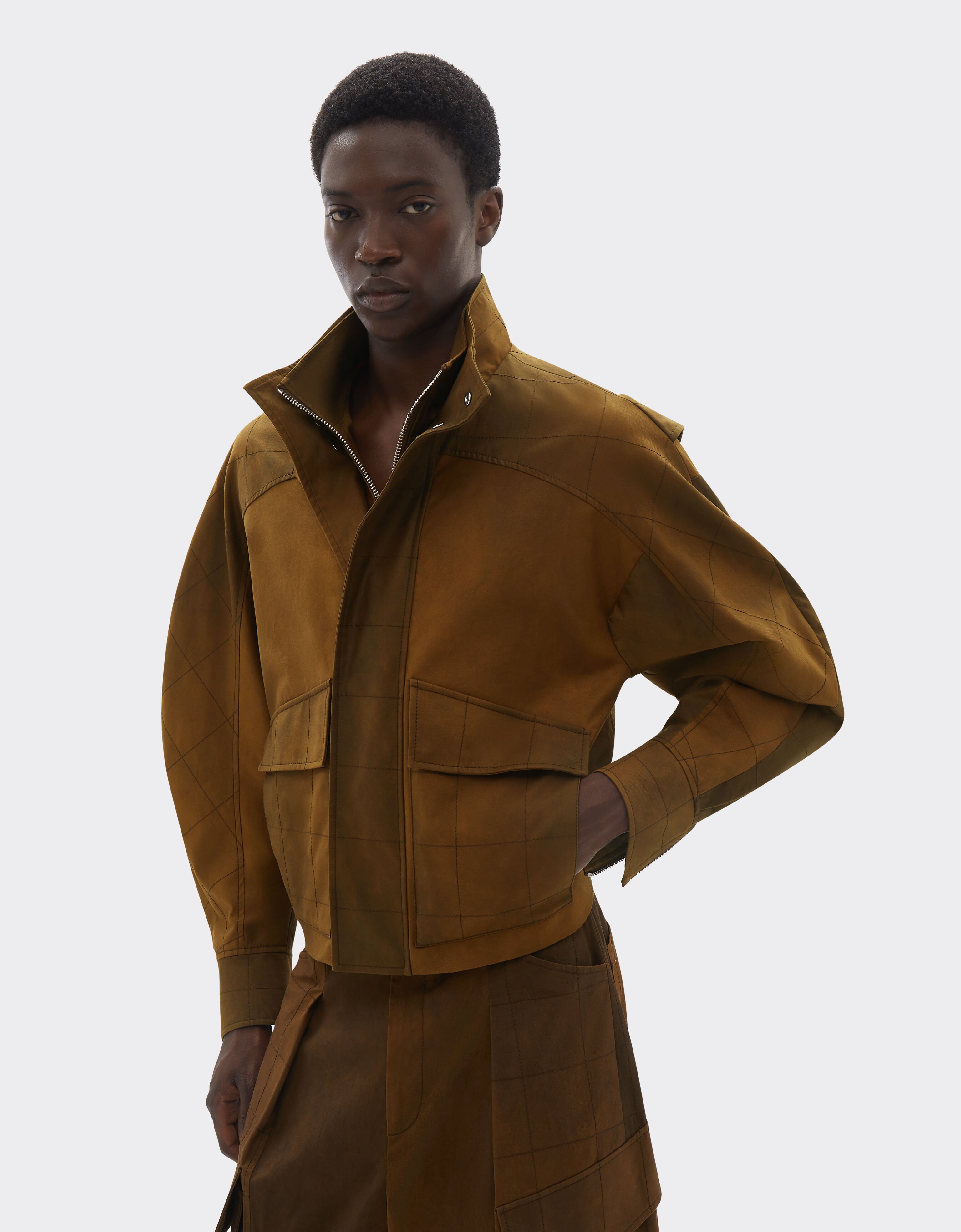 Ferrari Bomber jacket in dyed cotton twill Tabacco 22098f