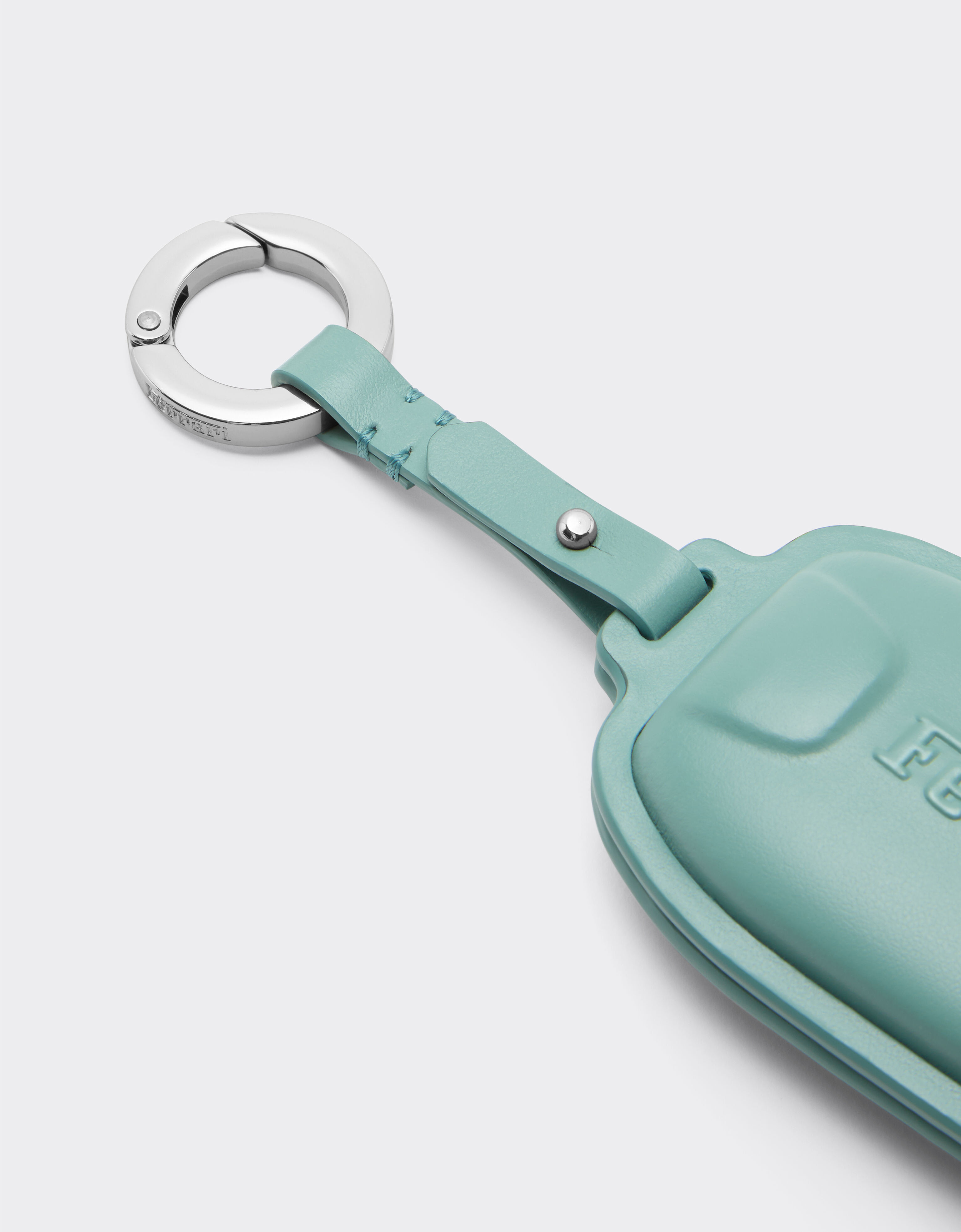 Ferrari Leather key ring with Ferrari logo Granite Green 50584f