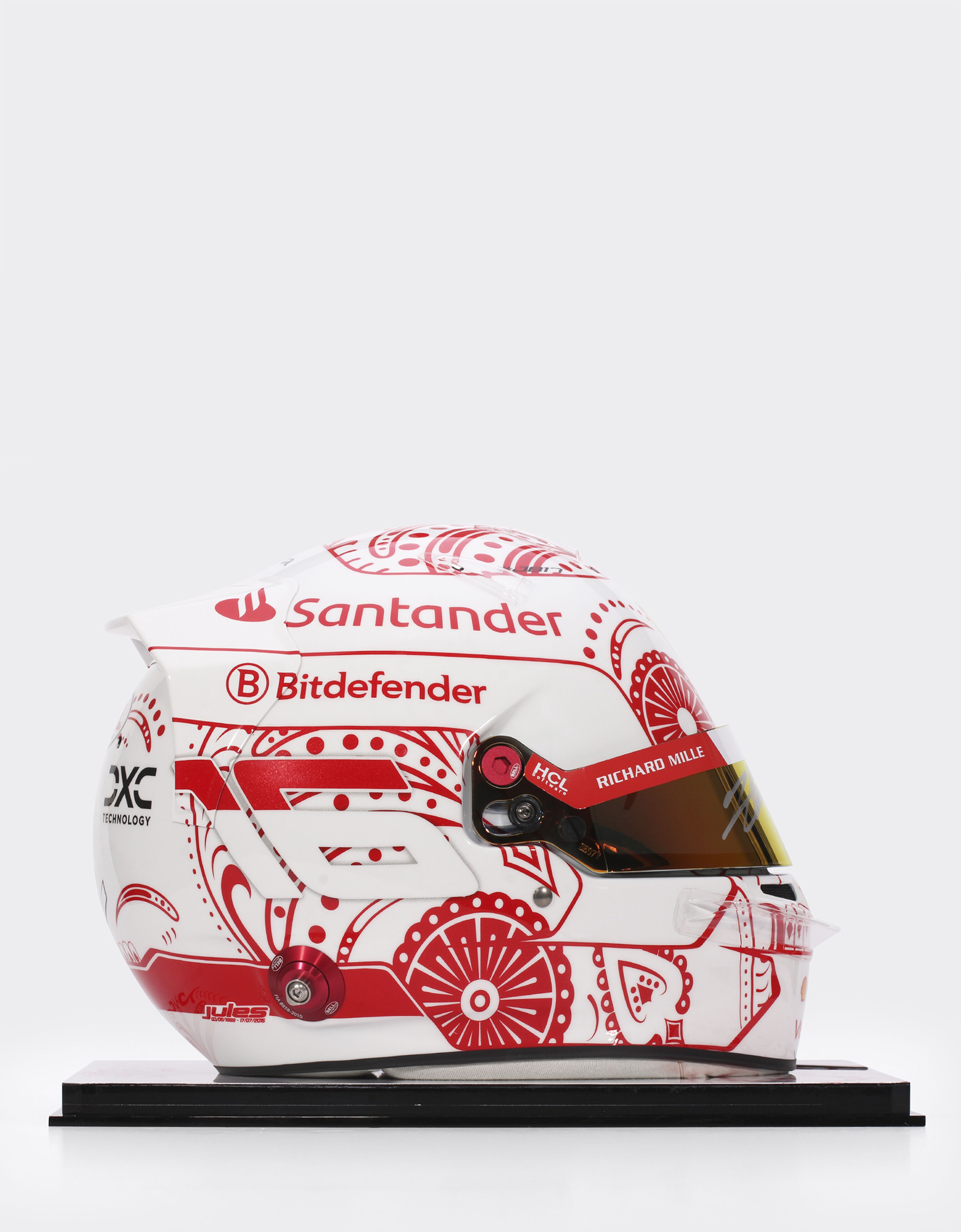 Ferrari Casco con firma auténtica Charles Leclerc México Edición Especial 2024 a escala 1:1 Rojo carrera LA00Hf