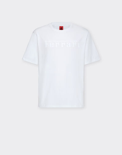 Ferrari Cotton T-shirt with Ferrari logo Ecru 22039f