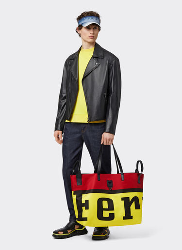 Ferrari Medium-sized Ferrari shopper GT bag in technical fabric with maxi logo Light yellow 20188f