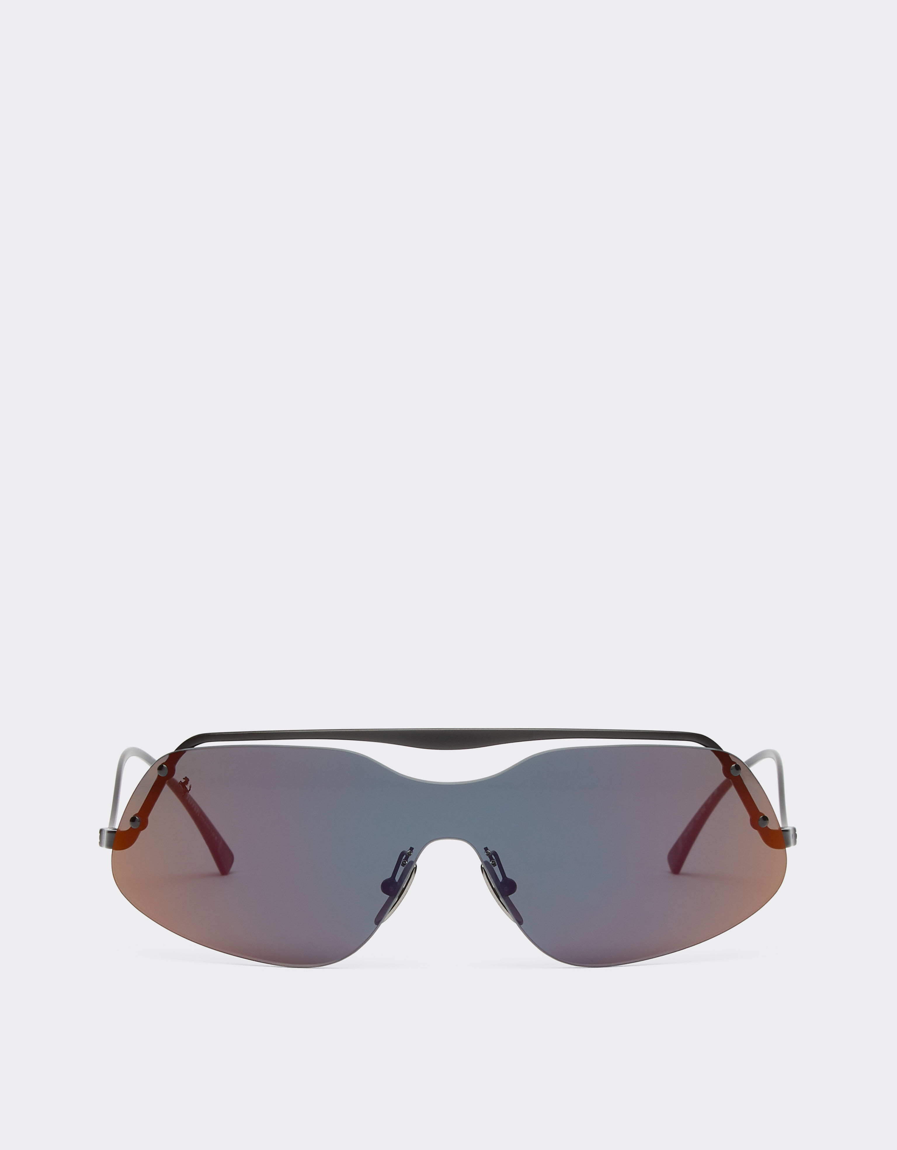 ${brand} Ferrari Sonnenbrille aus schwarzem Metall mit grauen Gläsern mit roter Verspiegelung ${colorDescription} ${masterID}
