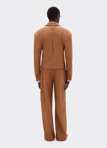 Ferrari Deer-effect nappa leather cargo pants Cognac 49910f