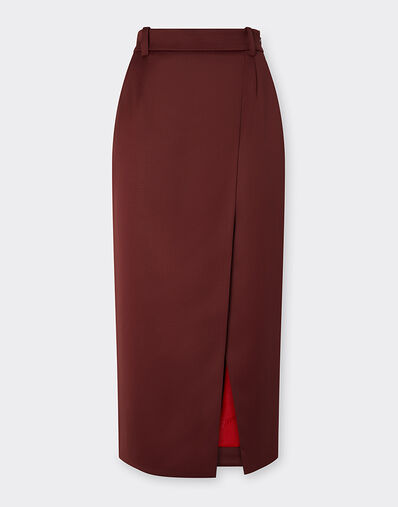 Ferrari Falda de satén de lana Caoba 49818f