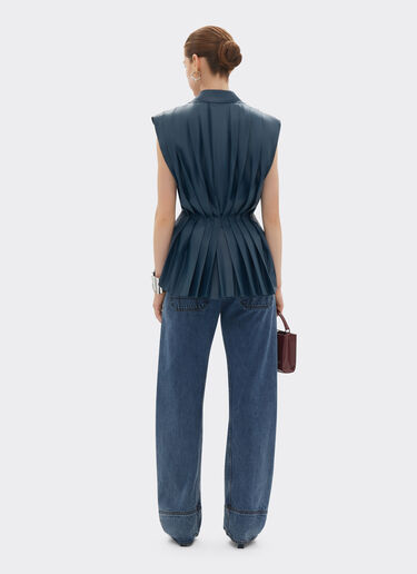 Gilet in nappa semilucida Ferrari Gilet in nappa semilucida Blu pavone 22458f