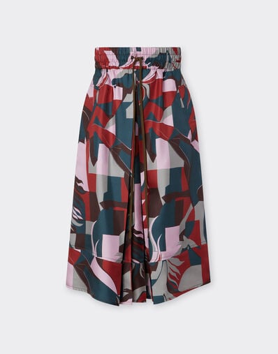Ferrari Silk skirt with color block Cavallino print Peacock 22650f