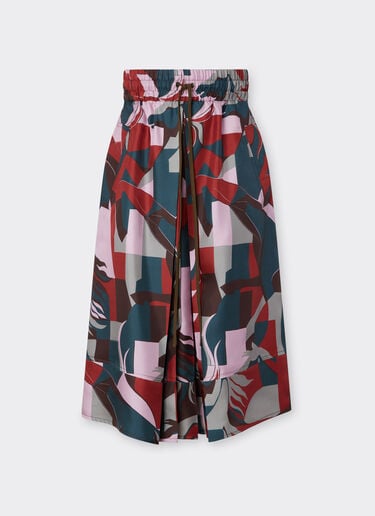 Silk skirt with color block Cavallino print Ferrari Silk skirt with color block Cavallino print Peacock 22650f