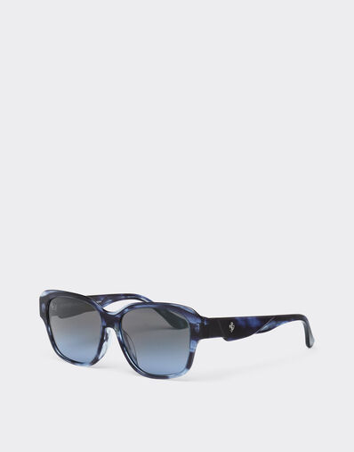 Ferrari Gafas de sol Ferrari de acetato azul a rayas con cristales azules degradados polarizados Azul escocés LA031f