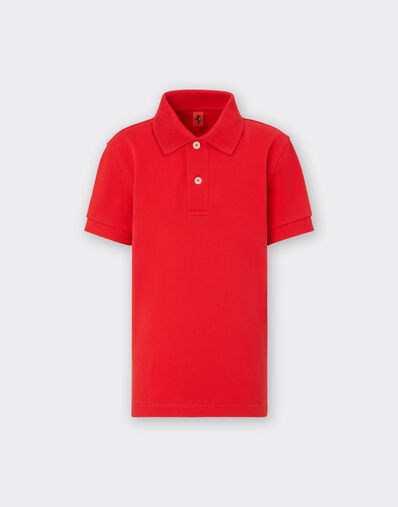 Ferrari Children’s polo shirt in organic cotton piqué Rosso Corsa 20161fK
